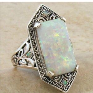 Boho Style Silver Opal Ring